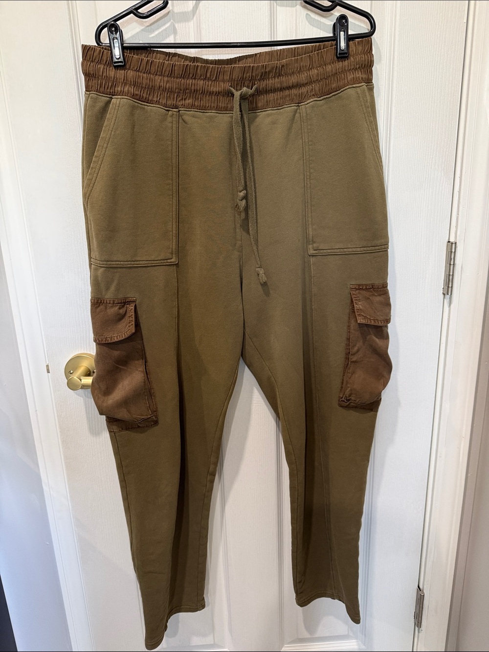 Fabletics Zuri Cargo Joggers in Olive with Brown Accents